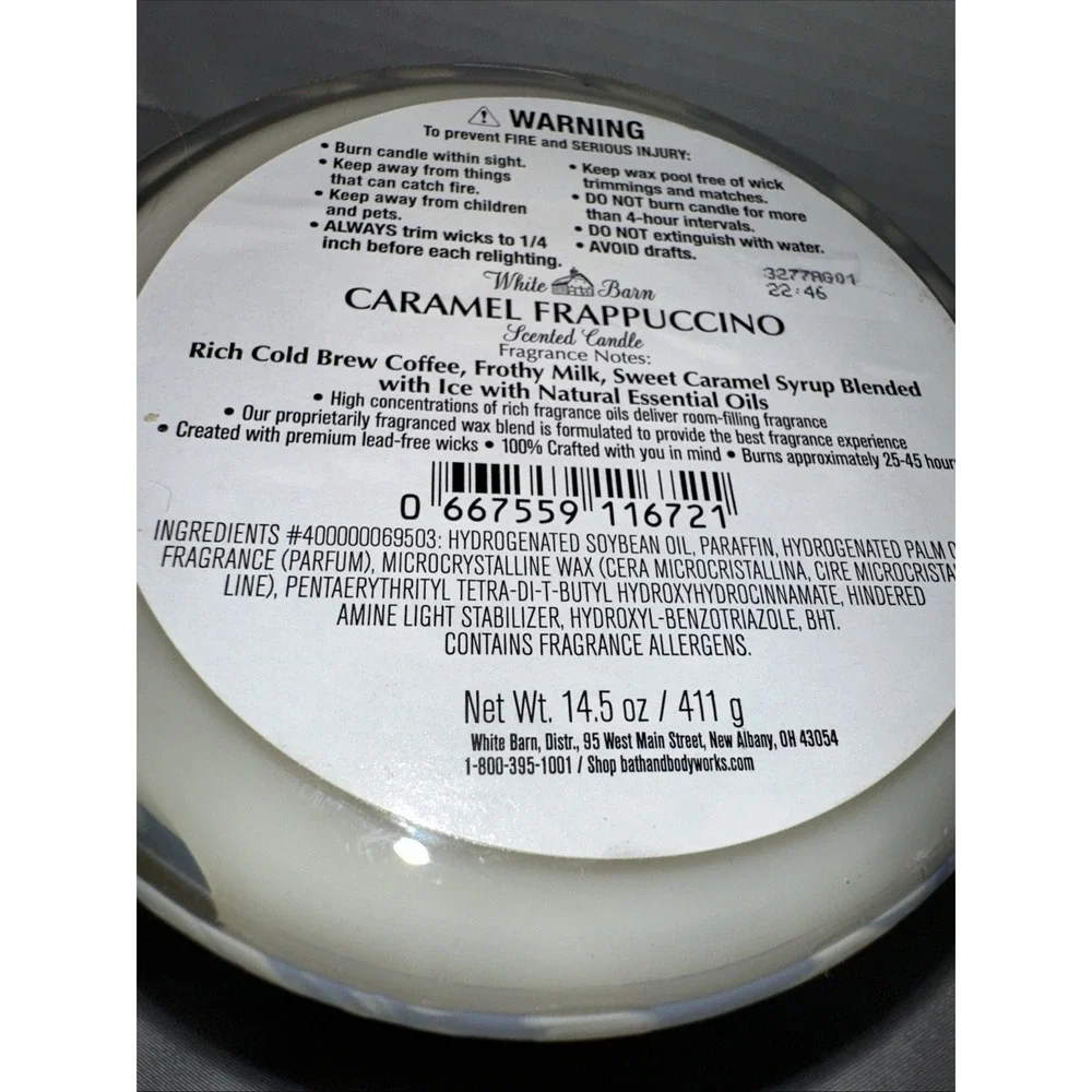 White Barn Caramel Frappuccino 3 Wick Scented Candle 14.5 oz Bath & Body Works